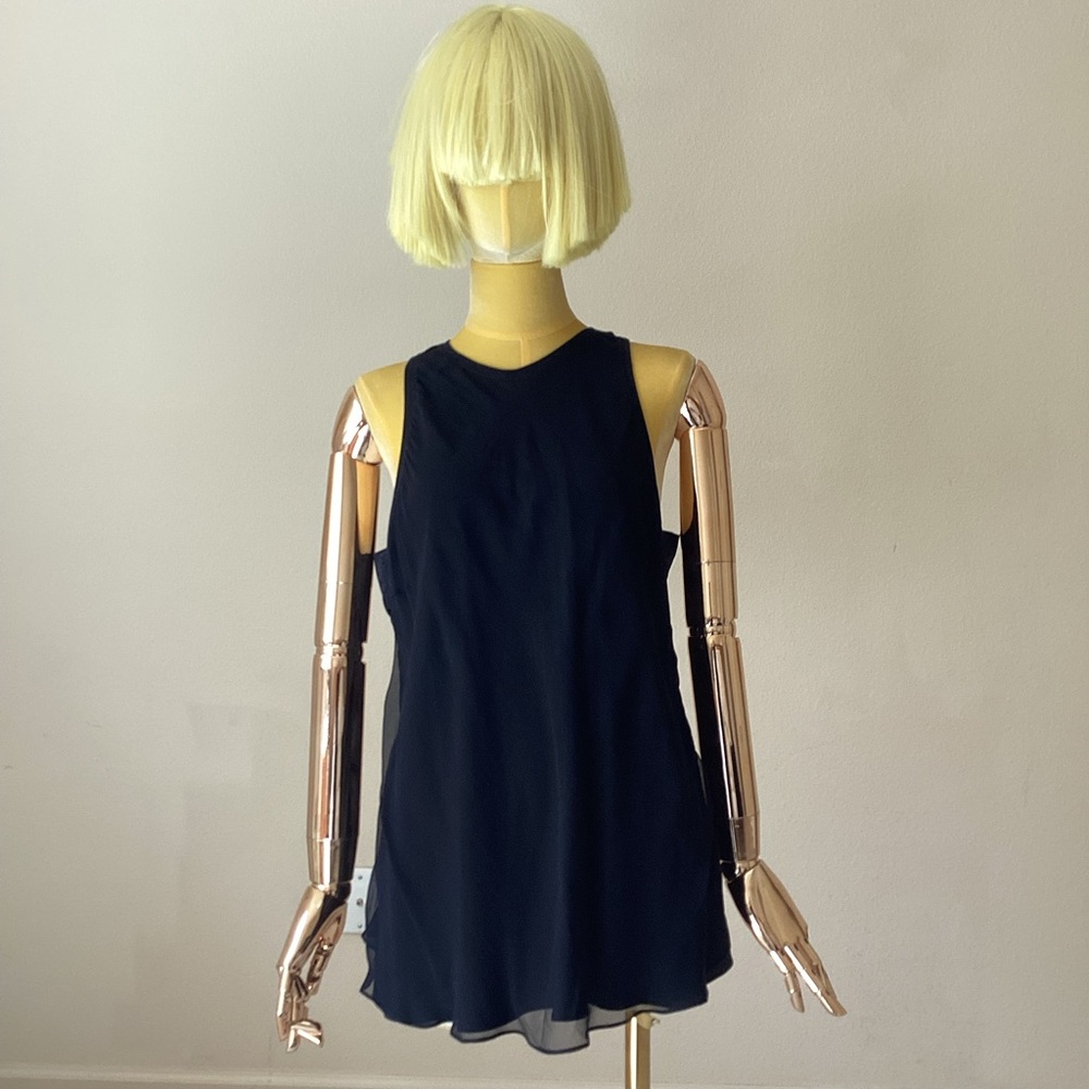 Brunello Cucinelli Black Sleeveless Chiffon Overlay Tunic